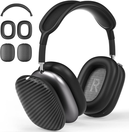 Case Cover for AirPods Max Headphones,AHBTEYM Carbon Fiber Texture TPU Ear Cups Cover/Ear Pads Case Cover/Headband Cover for Apple AirPod Max,Acce...