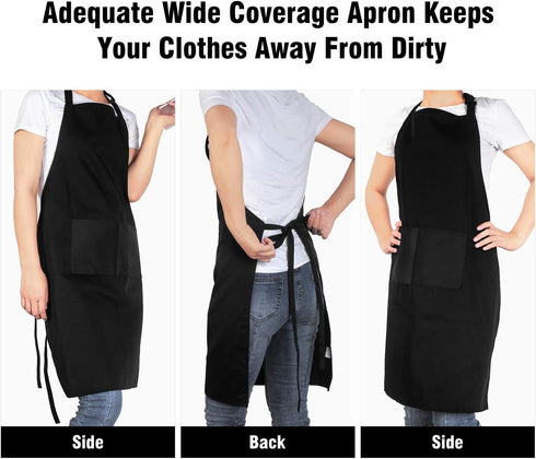 Xornis 2 Pack Adjustable Bib Aprons with 2 Pockets Apron for Women Men Kitchen Cooking Chef, Black...