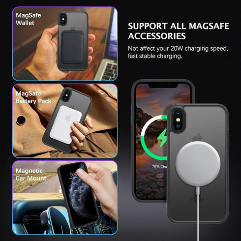 Telaso iPhone X Case, iPhone Xs Phone Case Compatible with Magsafe Wireless Charging Translucent Matte Back Slim Shockproof Anti-Scratch Anti-Yell...