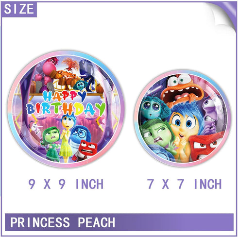 Inside Out Birthday Party Supplies,Inside Out Party Tableware Decoration.Inside Out Plates Napkins Tablecloth Knife, Fork and Spoon Kit...