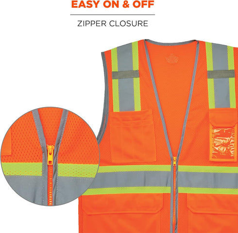 Ergodyne GloWear 8246Z ANSI High Visibility Two Tone Mesh Safety Vest with Reflective Binding, Orange, 2X-Large/3X-Large...