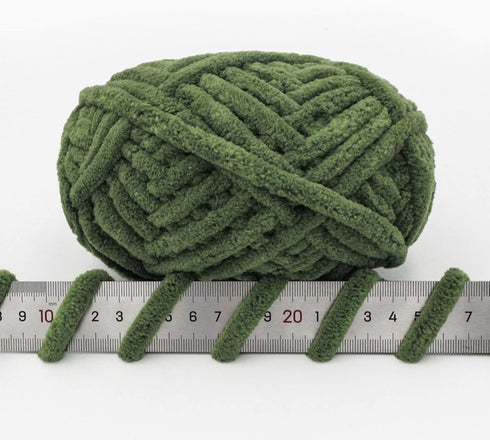 NICEEC 3 Skeins Chenille Yarn Blanket Yarn for Knitting Fancy Yarn for Crochet Weaving DIY Craft Total Length 3×40m (3×44yds, 3×100g) _Army Green...