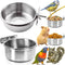 MotBach 2 Pack Stainless Steel Bird Feeding Dish Cups, Bird Feeder Parrot Food Water Bowls with Clamp, Pet Cage Cups Holder for Bird Parrot Cockat...