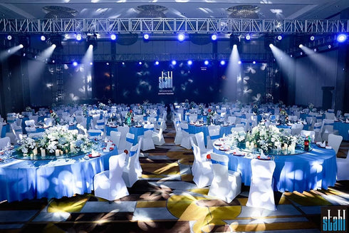Tvoip 10PCS Chair Cover Stretch Band with Buckle Slider Sashes Bow Wedding Banquet Chair Decoration (Light Blue)...