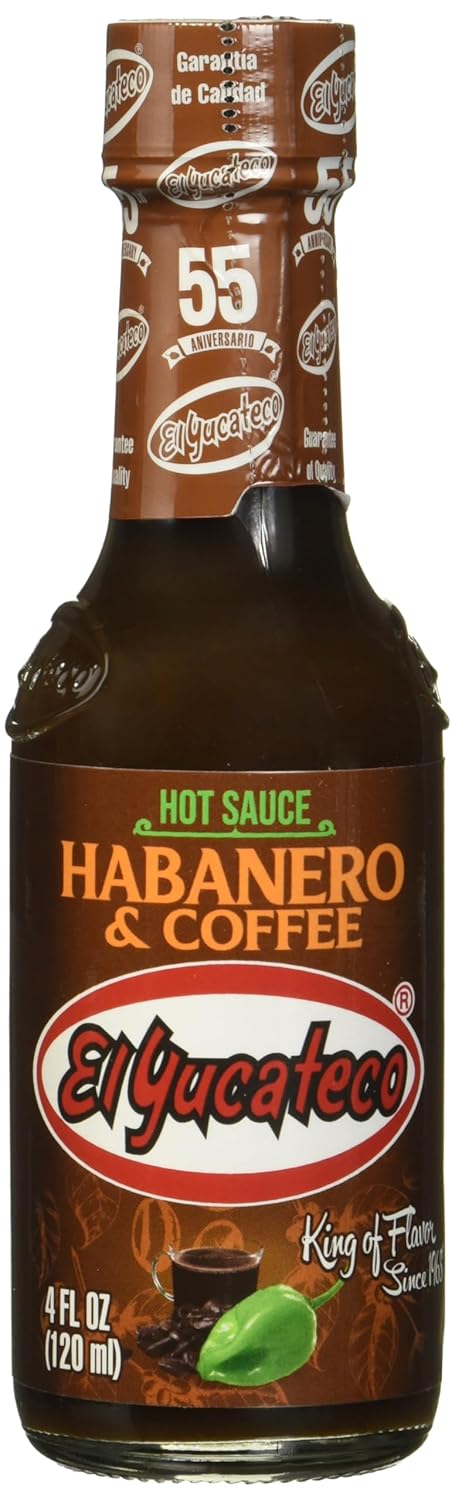 El Yucateco Coffee Habanero Sauce, 4 oz, Gluten Free, Sugar Free, 6 Pack...