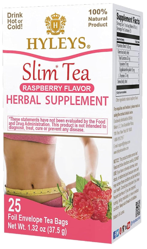 Hyleys Slim Tea Raspberry Flavor - Weight Loss Herbal Supplement Cleanse and Detox - 25 Tea Bags (1 Pack)...