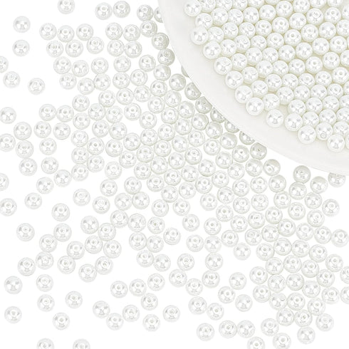 PH PandaHall 6mm about 400Pcs Tiny Satin Luster Glass Pearl Round Beads Assortment Lot for Jewelry Making Round Box Kit White...