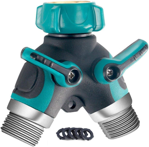 Metal Garden Hose Splitter Upgraded 2024, 2 Way Y Hose Connector, Easy Grip Splitter, Sturdy Connector with 3/4 "Connector and Rubberized Grip for...