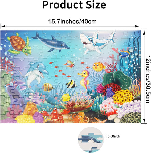 100 Piece Puzzles for Kids, Underwater World Jigsaw Puzzles for Toddler Children Learning Preschool Educational Puzzles Intellectual Development T...