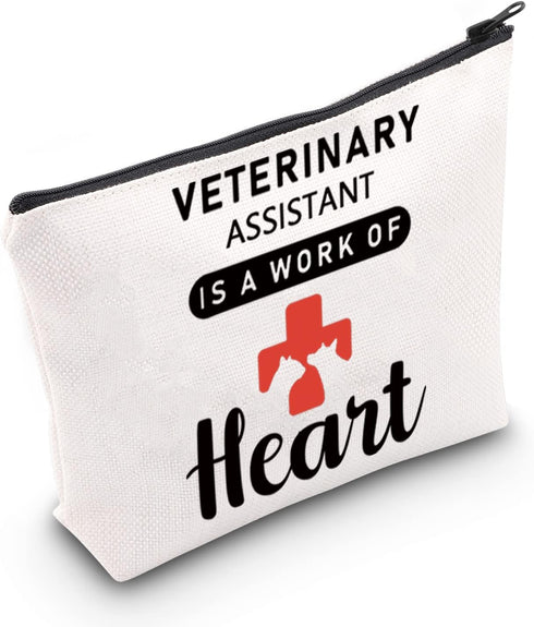 CMNIM Vet Assistant Gifts Vet Tech Makeup Bag Veterinary Assistant Is A Work of Heart Pouch Bag for Vet Tech Student Gifts (Veterinary Assistant M...