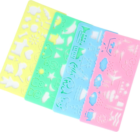 4pcs Plastic Drawing Stencils Set Plastic Ruler Animals Painting Templates Colorful Drawing Scale Template DIY Crafts Set for Art and Craft Projec...