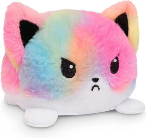 TeeTurtle - The Original Reversible Fox Plushie - Rainbow Tie-Dye - Cute Sensory Fidget Stuffed Animals That Show Your Mood...