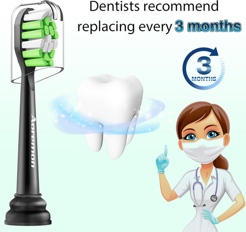 Aoremon Toothbrush Replacement Heads for Phillips Sonicare Replacement Brush Head Compatible with Most Philips Sonicare Click-on Electric Toothbru...
