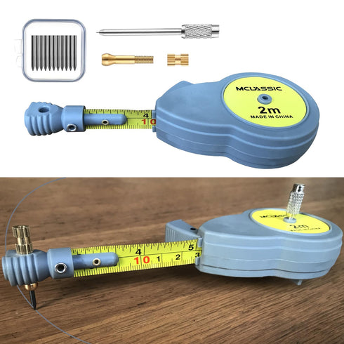 Rotating Tape Measure Beam Compass with 10 Pencil Leads, Rotape Beam Compass for Drawing Circles and Lines, Retractable Draw Arcs Tool with 6.5 ft...