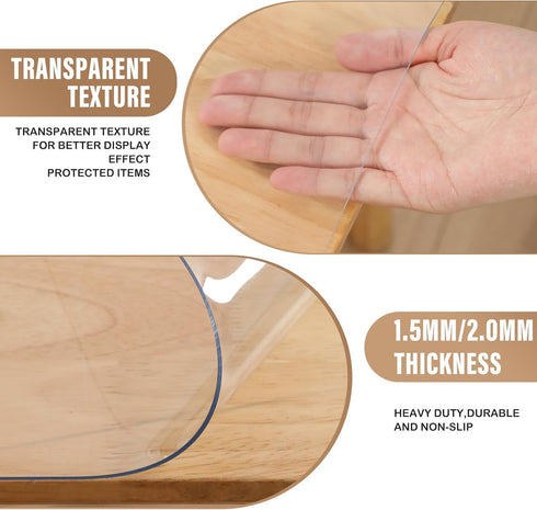 Clear Plastic Kitchen Countertop Cover Mat Table Protector Cover Wooden Furniture Tablecloth Wipeable Vinyl PVC Coffee End Table Chair Floors Pad ...