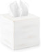 Ilyapa Wood Tissue Box Cover Square - Rustic Farmhouse White Wooden Tissue Holder...