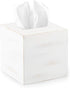 Ilyapa Wood Tissue Box Cover Square - Rustic Farmhouse White Wooden Tissue Holder...