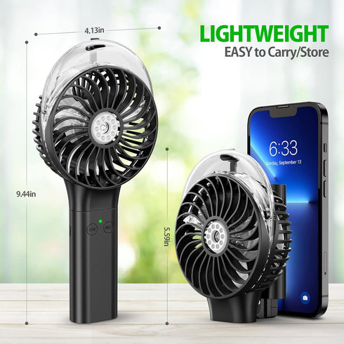 MORECORE Portable Handheld Misting Fan, Battery Operated Personal Spray Water Mist Fan, Rechargeable Mister Fan, Mini Foldable Fan for Disney Trav...