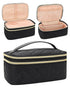 Relavel Travel Makeup Bag, Compact Cosmetic Bag for Women, Waterproof Makeup Brush Holder Organizer with Adjustable Dividers (Black)...