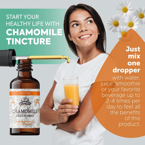 Chamomile Tincture, Organic Chamomile Extract (Matricaria Recutita) Flowers...