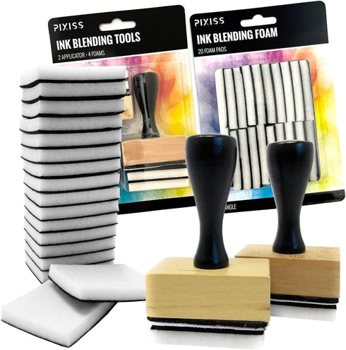 Pixiss Mini Ink Blending Tools - Square (Mini Ink Blending Tool with Added Replacement Foams)...