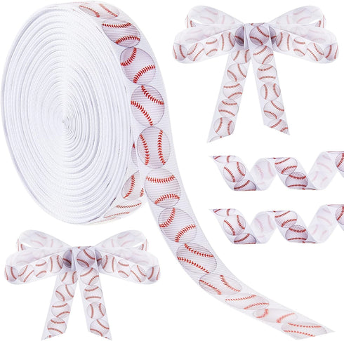 Baseball Ribbon Grosgrain Baseball Craft Ribbon Sports Ball Ribbon for Team Hair Bow Wreath Sport Lanyard Gift Wrapping Crafting Sewing Party Deco...