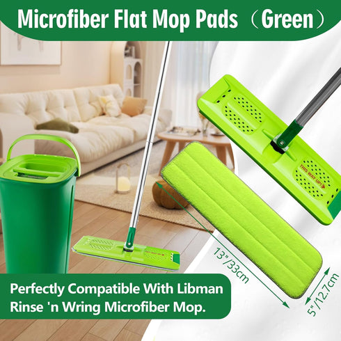 8-Pack Microfiber Mop Pads Compatible with Libman Rinse 'n Wring Mop and Bucket System, 13" x 5" Replacement Mop Heads, Reusable Washable Mop Refi...