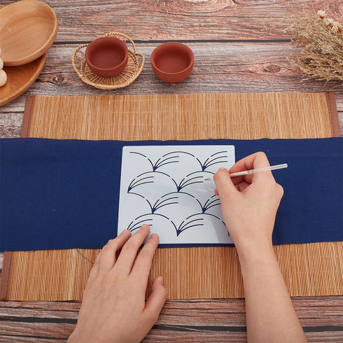 WEBEEDY DIY Sashiko Placemat Kit with Traditional Japanese Sashiko Pattern Template Fabric Embroidery Stitching Sashiko Table Mats with Instructio...