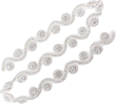 ShiDianYi Rhinestone Bridal Sash, Wedding Dress Belt, Silver Rhinestone Belts for Dresses, Bridal Belt for Wedding Gown...