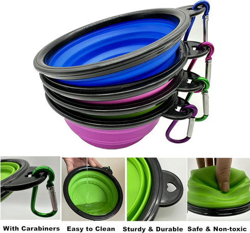 Collapsible Bowls Dog Pet Bowl, 4 Pack for Cats Dogs Travel Bowl Portable Foldable Pet Feeding Watering Dish Pet Supplies for Walking Parking Trav...