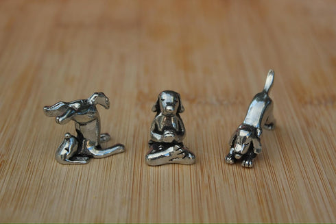 Basic Spirit Yoga Dog Figurine Set (Pewter)-Mini 3 pc. Set...