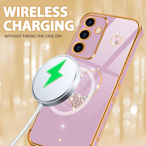 Petitian for Samsung Galaxy A14 5G Case, Cute Women Girls Bling Glitter Heart Designed Phone Cases for Galaxy A14 5G, Girly Gold Plating Phone Cov...