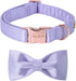 Unique style paws Dog Collar, Purple Silk Dog Collar with Bow, Soft Bowtie Adjustable Pet Collar Gift for Female Medium Dogs...