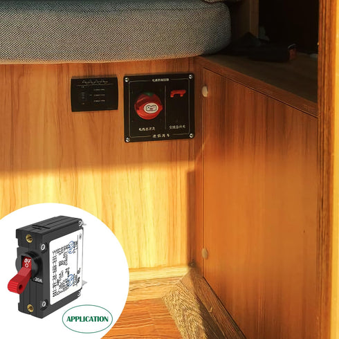A Series Red Toggle AC/DC Single Pole 20A Boat Magnetic Circuit Breaker - 20 Amp Protects Low Power Devices for Yachts, Motorhomes, Campers and Ca...