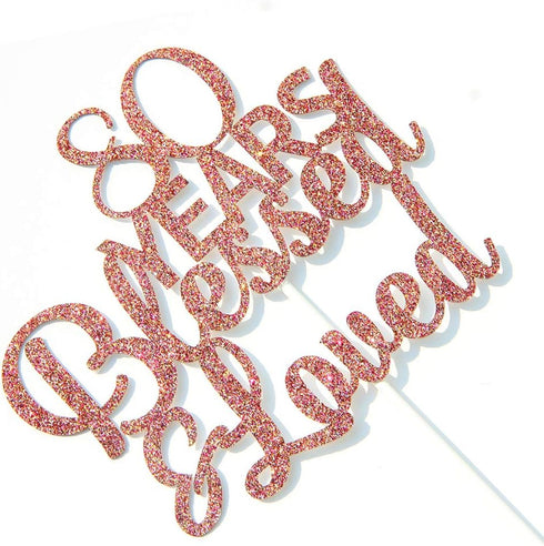 Rose Gold Glitter 80 Years Blessed & Loved Cake Topper - 80th Birthday / 80th Anniversary Cake Topper, 80th Birthday / 80th Anniversary Party Deco...