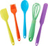 C.R. Gibson Kids in The Kitchen Oil Brush, Spoon, Whisk, Long, Standard Spatula Silicone Utensil Set, Multicolor...
