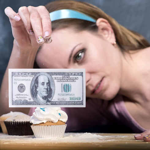 50 PCS Edible 100 Dollar Bill Image Cupcake Toppers Made of Wafer Paper Fake Money Cake Decoration for Baby Shower Birthday Anniversary Party Supp...