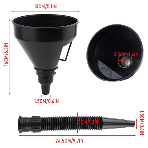 Flex Oil Funnel - Funnels for Automotive Use Plastic Funnel with Flexible Hose, Handle and Filter for Oil Change,Transmission, Engine Oil, Fluids,...