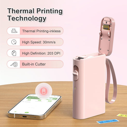 Label Maker Machine with Tape, P21 Portable Bluetooth Label Printer, Wireless Built-in Cutter Sticker Maker Mini Label Makers with Multiple Templa...
