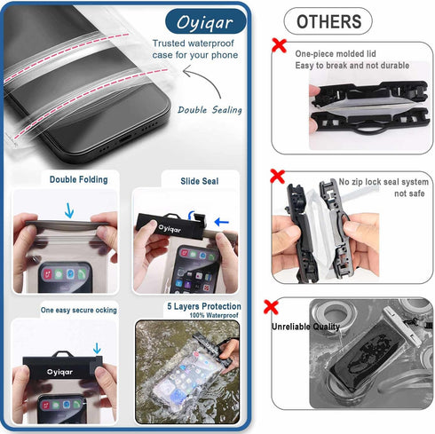 Waterproof Phone Pouch, 2Pack 100% Waterproof Phone Case Dustproof Dry Bag Underwater Phone Pouch with Lanyard for iPhone 15 14 13 12 Pro Max Sams...