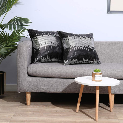 Eternal Beauty Sequin Pillow Covers, Glitter Decorative Pillowcase for Home Decor Throw Cushion Couch Sofa Bed Living Room, 18x18 inches, Black+Si...