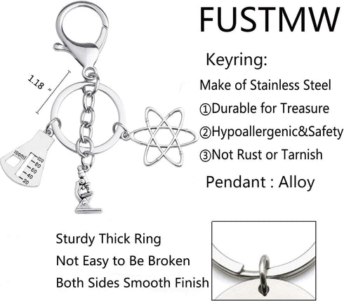 FUSTMW Biology Chemistry Keychain Science Symbol Gifts Atom Microscope Key Chain Biology Chemistry Teacher Gift Science Lovers Gift...