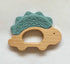 Mostara Dinosaur Baby Teether Ring for 3+ Months, Non-Toxic BPA Free Food Grade Silicone and Beech Wood, Baby Tested for Easy Grip and Soothing Te...