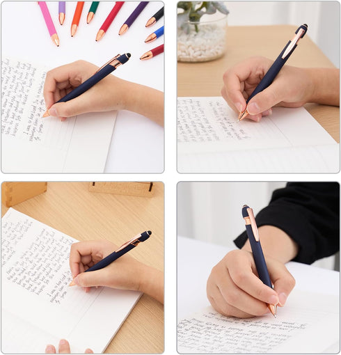 Ballpoint Pens, 12 Pcs Pens Fine Point Smooth Writing Pens, Stylus Pens with Screens Touch Stylus Tips, Black Ink 1.0 Mm Pens Gift Office Desk Acc...