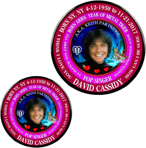 David Cassidy 70's Singer Cup + Magnet + Pin, Astrology Aries Zodiac Metal Tiger...