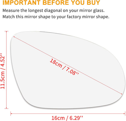 X AUTOHAUX Mirror Glass Heated with Backing Plate Passenger Side Right Side Rear View Mirror Glass for VW R32 Rabbit...