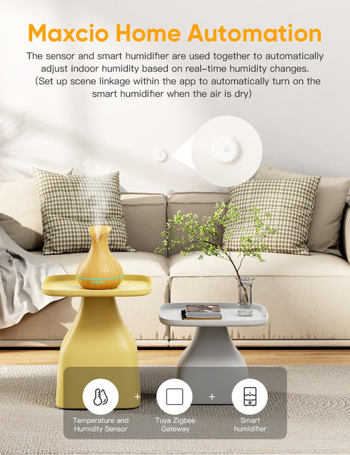 Maxcio Temperature Humidity Sensor, Smart Thermometer with App Notification, Wireless Hygrometer Monitor for Home, Free Data Storage, Requires Max...
