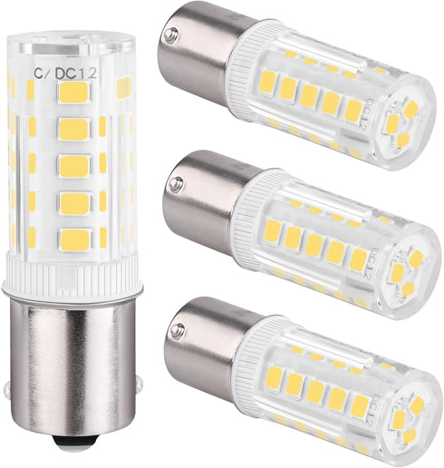 4PCS 1156 LED Bulb 12V 24V, BA15S LED Bulbs Bayonet Single Contact Base for Landscape RV Camper Interior Marine Boat Trailer Lights, Daylight Whit...