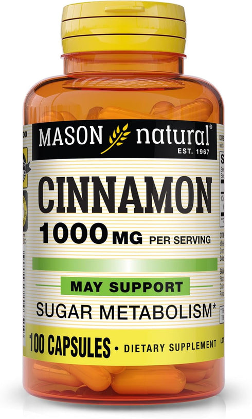 CINNAMON 1000 mg Natural Dietary Supplement Capsules by Mason 100 Ea...