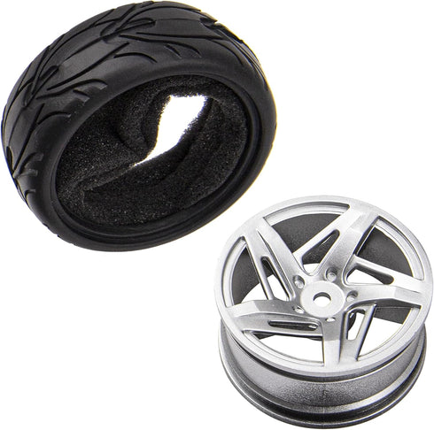 5-Spoke 12mm Hex Hub Wheel Rims & Rubber Tires Compatible with HSP Tamiya HPI Kyosho 1/10 On-Road Touring Car,WLtoys 1/14 144001 Traxxas 1/16 Slas...